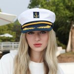 Holiday Nautical Anchor Breton Cap 100% Polyester Sun Protection Woven Newsboy Hat For Roleplay And Sailor Uniform Performances 