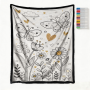 Diy Coloring Flannel Blanket 100% Polyester With 25 Color Pens-flowery