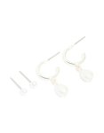 Silver Pearl Ball & Hoop Earrings 2-PACK