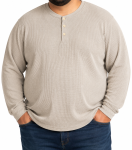 Mens Ls Henley Tee Brown - 8XL Brown