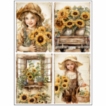 Tear Resistant Deco Print A6 Rustic Sunflower