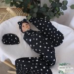 Wrap Set Swaddle Set Black With White Dots