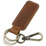 Jack&chris Genuine Leather Car Keychain Universal Key Fob Keychain Leather Key Chain Holder For Men And Women 2 Keyrings And Car