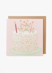 Female Birthday Cake Glitter Sprinkles Square Card