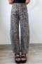 Black Leopard Print High Waist Barrel Jeans - Black / UK 18