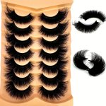 7 Pairs Fake Eyelashes Thick Long False Eyelashes Dramatic Lashes 3D Faux Mink Eyelashes Full Strip Lashes Makeup