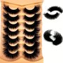 7 Pairs Fake Eyelashes Thick Long False Eyelashes Dramatic Lashes 3D Faux Mink Eyelashes Full Strip Lashes Makeup