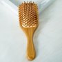 1PC Bamboo Hair Brush - Square Paddle Brush For Massaging Scalp And Detangling Hair