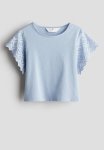 Flutter-sleeved Top - Light Blue