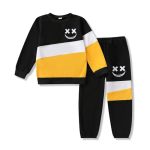 Voxikodex Size 5 6 Years Toddler Boys Clothes Color Blocking Sweatshirt And Pants 2 Piece Set Kids Boy Fall Winter Outfits Yello