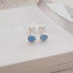 B117-C23622 - 925 Sterling Silver Azure Synthetic Opal Ear Stud Earrings 6MM