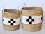 Natural Black & Whtie Basket - Check Patterned