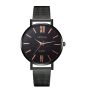 Geneva Stainless Steel Round Dial Quartz Watch - Black