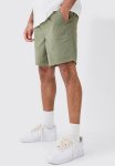 Shorter Length Relaxed Fit Elasticated Waist Chino Shorts In Khaki - Khaki