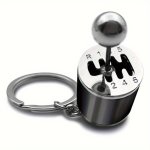 Sleek Black Metal MINI Gearbox Keychain - Cool Car Shift Stick Design Durable Pure Metal Keyring Accessory