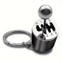Sleek Black Metal Mini Gearbox Keychain - Cool Car Shift Stick Design Durable Pure Metal Keyring Accessory