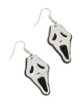 Acrylic Glitter Ghost Face Drop Earrings