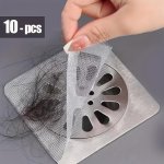 10-PACK Plastic Drain Catcher & Strainer With Adhesive For Kitchen Bathroom And Sewer - Prevents Food Residue And Hair Blockages