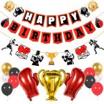 Pirese Boxing Party Decorations Happy Birthday Banner Kit With Balloons Ufc And Fight Night Decor Boxing Theme Birthday Supplies