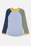 Cotton On Flynn Long Sleeve Raglan Rash Vest - Dusk Blue swag Green in The Navy Splice