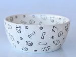 Porcelain Dog Bowl White black 7.5X17CM