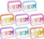 Kacctyen 8 Pcs Clear Makeup Bag Bulk Summer Beach Sunscreen Pouch Waterproof Toiletry Cosmetic Zippered Organizer With Preppy Ch