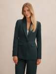 Solana Satin Single Breasted Blazer - 16 Forest Green Suit