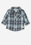 Cotton On Baby Rugged Shirt - Dark Vanilla rusty Aqua Plaid