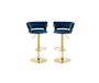 Velvet Swivel Luxury Bar Stools - Set Of 2 - Blue