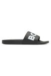 Boss Men's Aryeh Slid Made In Italy Slides With Large Logo Detail Size BLACK2 9 Men