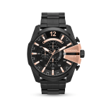 Diesel Men&apos S Mega Chief Black & Rose Tone Chronograph Watch