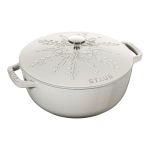 Staub Snowflake Cast Iron Round Casserole Dutch Oven 24CM 3.6L White Truffle
