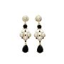 Mandala Chic And Noble Pearl Drops Black Diamond Earrings