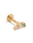 Goldair Gold Plated Surgical Steel Cubic Zirconia Pink & Green Crawler Flat Back Single Stud