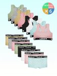 1 6 Sets Girl's Cute Polka Dots & Letter Print Training Bra & Boxer Pants Comfy & Breathable Cotton Underwear Set For 10-12 Year