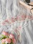 Floral Embroidery Lingerie Set Scallop Trim Unlined Bra & Mesh Thong Women's Sexy Lingerie & Underwear