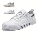 Men's Trendy Solid Skate Shoes Comfy Non Slip Casual Sneakers For Men's Outdoor Activities