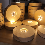 1PC 6CM/8CM/10CM White Light/warm Light Light 6 LED Wooden Luminous Base Lamp Creative Diy Desktop Decoration Lamp USB Base