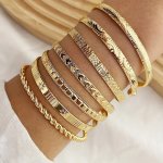 7 Pcs Set Of Unique Bracelet Alloy Jewelry Hammered Pattern Arrow Love Exaggerated Personality Female Hand Jewelry Set