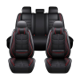 5 Piece Car Seat Covers Black Pu Leather