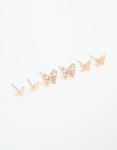 Goldair Gold Diamante & Sleek Butterfly Stud Earrings 3-PACK