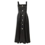 Black Sateen Fit & Flare Maxi Dress