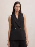 Dani Double Breasted Sleeveless Blazer - 16 Black Suit