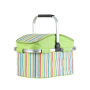 Foldable Insulated Picnic Basket Green Striped Insulated Storage Basket