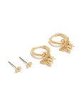 Goldair Gold Plated Micro Flower Studs & Bumblebee Huggie Earrings 2-PACK
