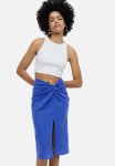 Knot-detail Linen-blend Skirt - Bright Blue
