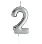 Casey 10CM Silver Numerical Birthday Candle NR.2 Retail