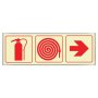 Fire Extingusher Fire Hose & Red Arrow Sign Photoluminescent 2 Sided