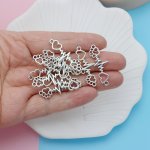 10PCS Boho Charms Electrocardiogram Dog Paw Heart Connection Antique Silver Color Pendants Diy Making Findings Handmade Jewelry