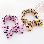 Leopard Print Coral Fleece Bowknot Headband Turban Fashion Headband For Makeup Washing Face Spa
